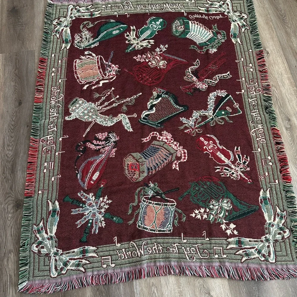 Joy to The World 100% Cotton Blanket Christmas Holiday